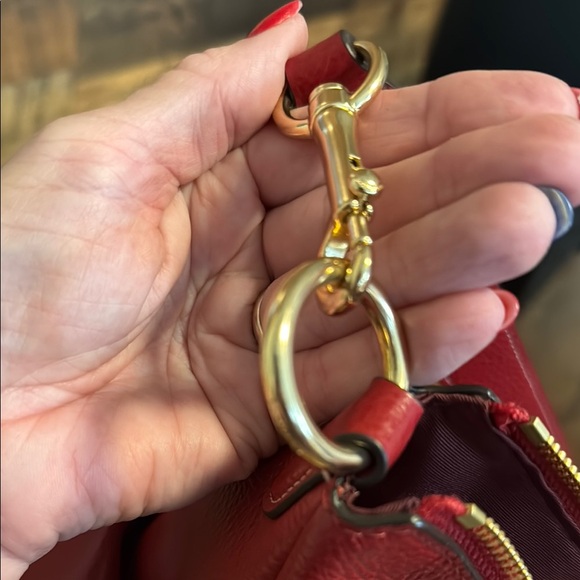 Red and Gold Shoulder Bag with Glossy Finish - Picture 9 of 9